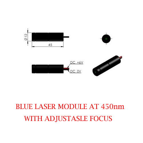 Adjustable Focus And Divergence 450nm Blue Laser 1~30mW